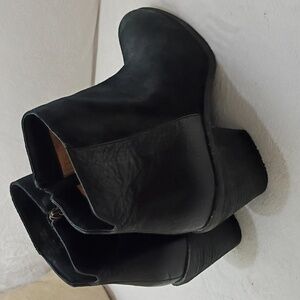 Sofft Black Suede Ankle Booties with Block Heel